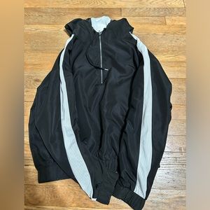 Black and white 3/4 zip wind breaker